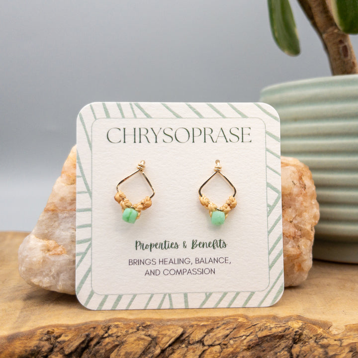 chrysoprase square handmade 14k gold filled earrings