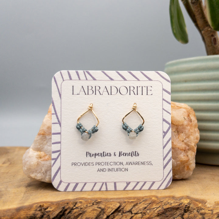 Handmade Labradorite gold filled square earrings