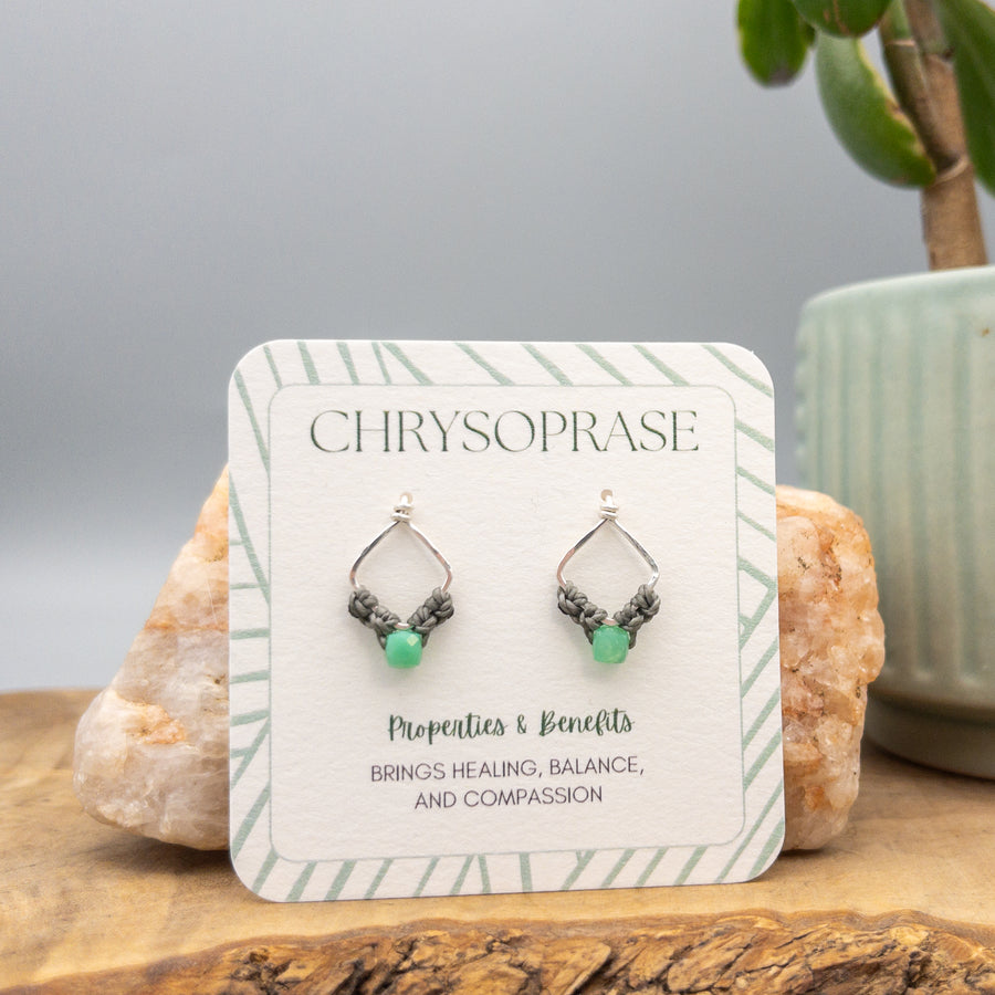 Sterling silver square chrysoprase earrings