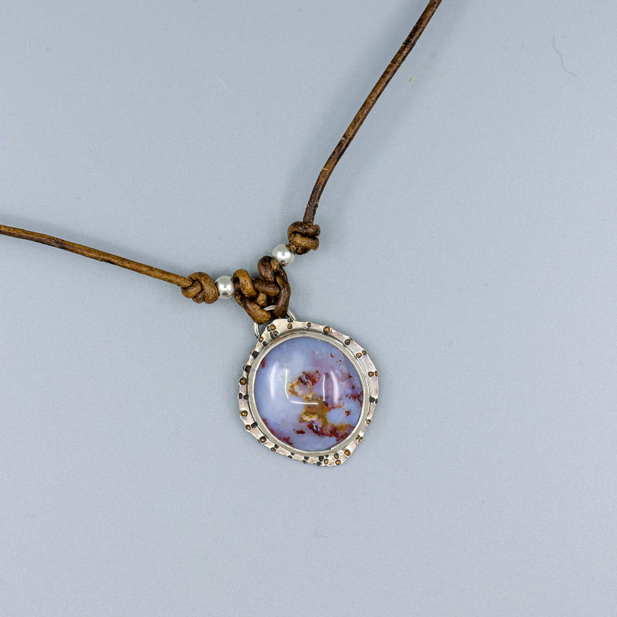 handmade dendritic opal and sterling silver necklace