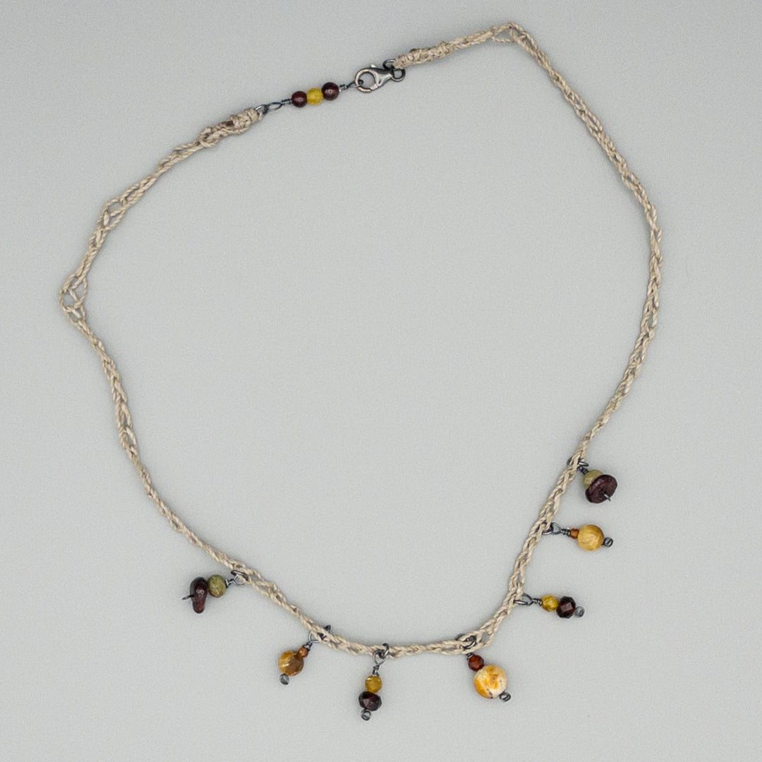 Gemstone Charm Necklace - Garnet & Jasper