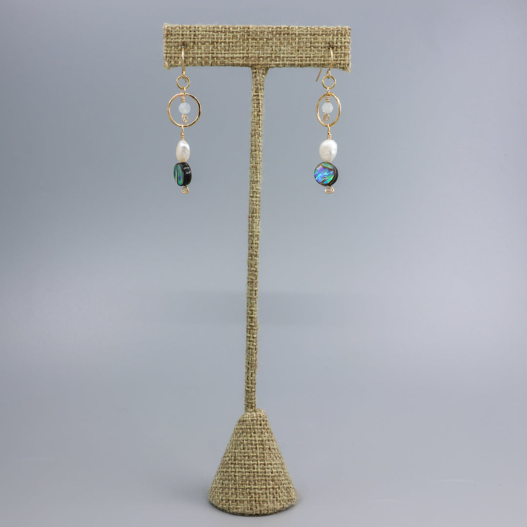 Fernanda Earrings / Abalone & Freshwater Pearl / 14k Gold Fill