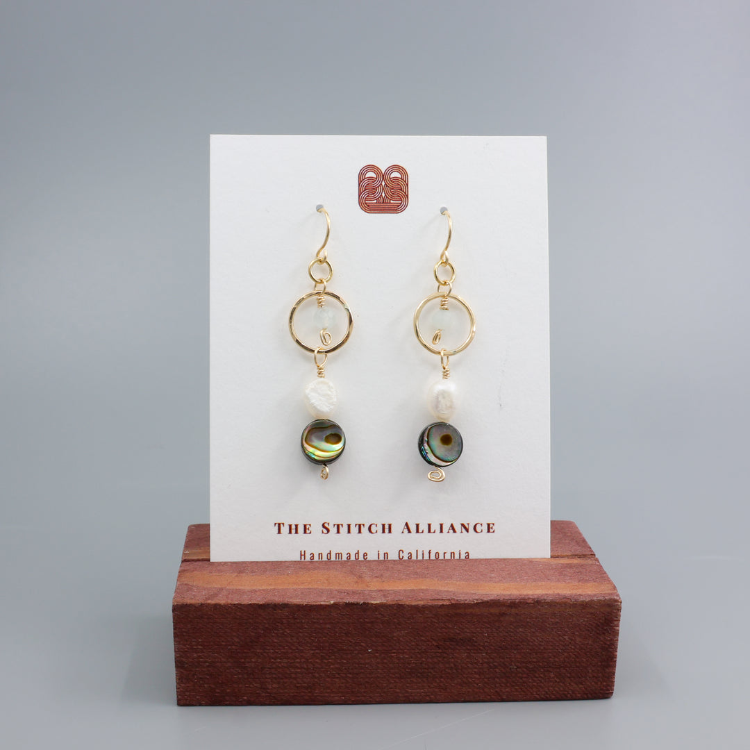 Fernanda Earrings / Abalone & Freshwater Pearl / 14k Gold Fill