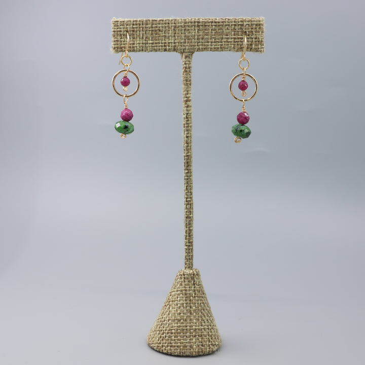 Fernanda Earrings / Ruby, Ruby Zoisite / 14K Gold Fill