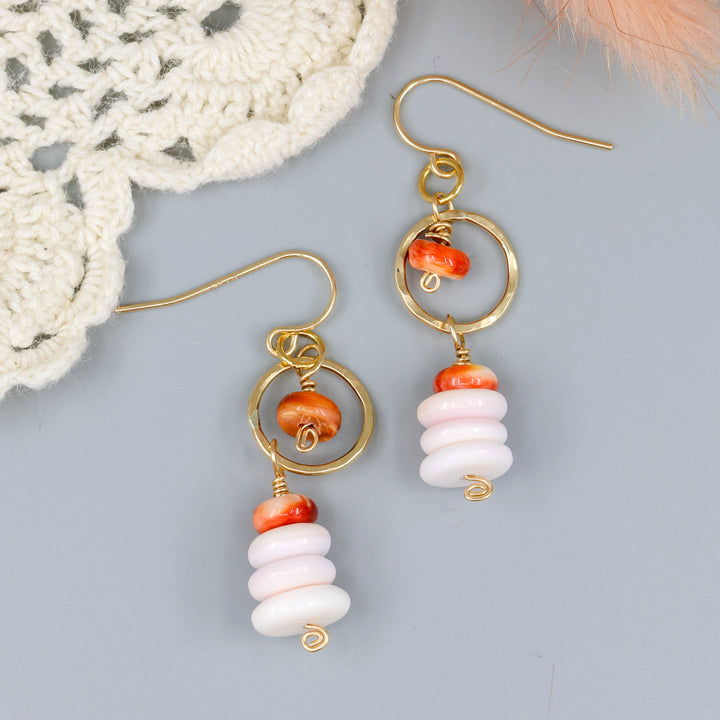 queen conch and spiny oyster gold fill earrings