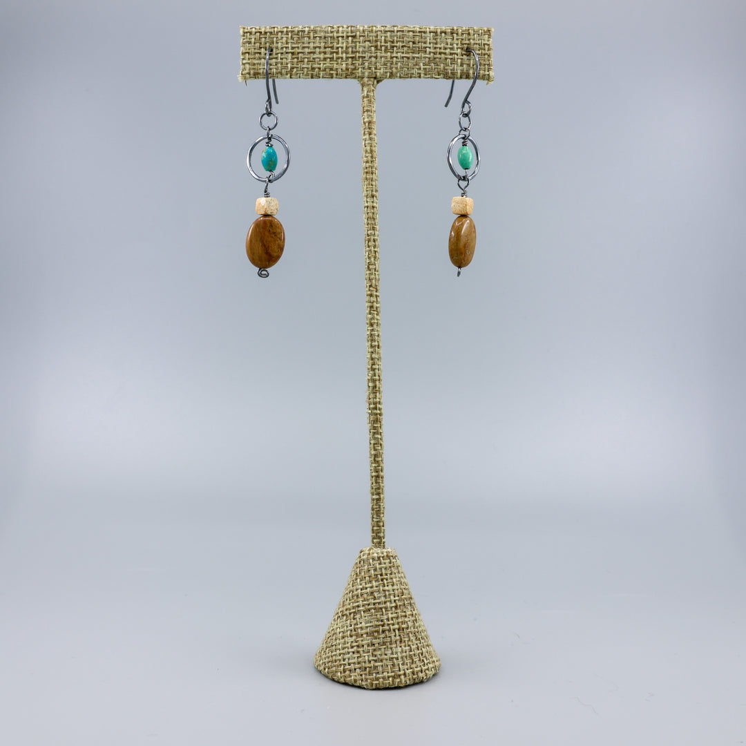 Fernanda Earrings / Jasper & Turquoise / Oxidized Sterling