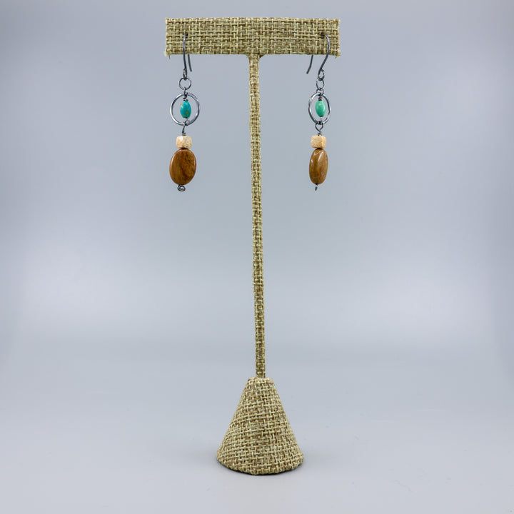 Fernanda Earrings / Jasper & Turquoise / Oxidized Sterling