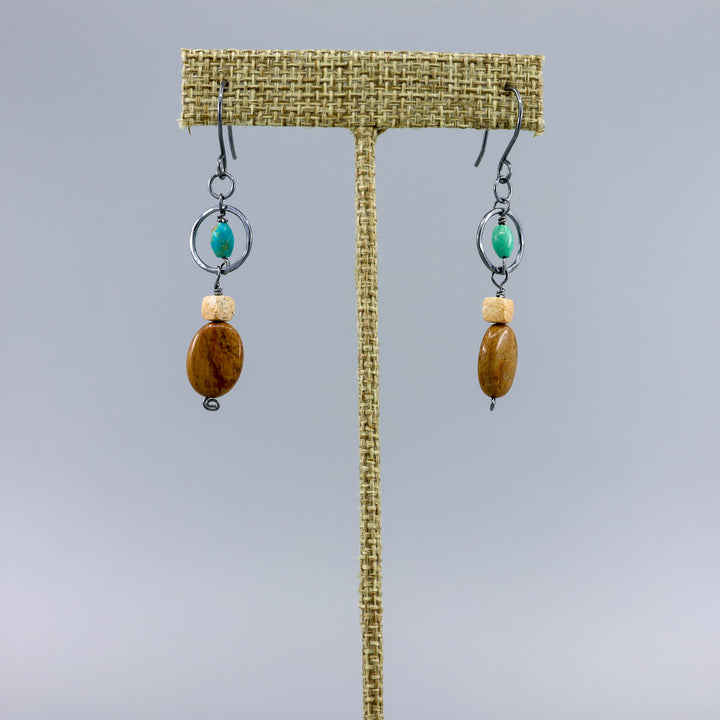 Fernanda Earrings / Jasper & Turquoise / Oxidized Sterling