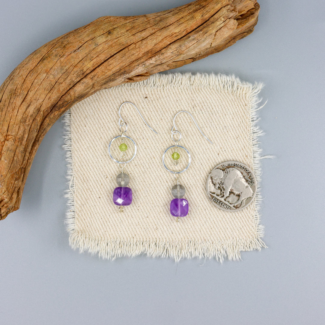 Fernanda Earrings / Amethyst & Labradorite / Sterling Silver