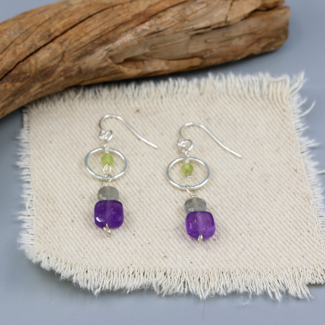 Fernanda Earrings / Amethyst & Labradorite / Sterling Silver