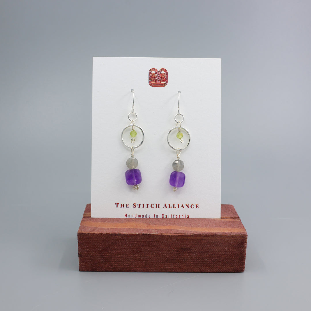 Fernanda Earrings / Amethyst & Labradorite / Sterling Silver