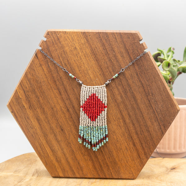 Four Elements Macrame Necklace Red The Stitch Alliance
