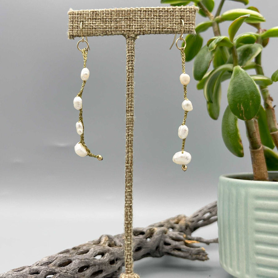 freshwater pearl dangle earrings, 14k gold filled earring wires