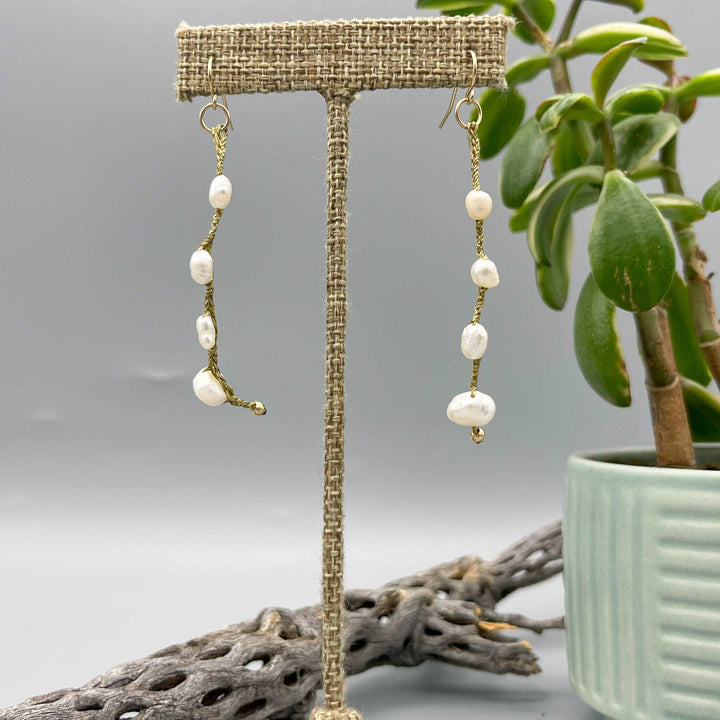 freshwater pearl dangle earrings, 14k gold filled earring wires