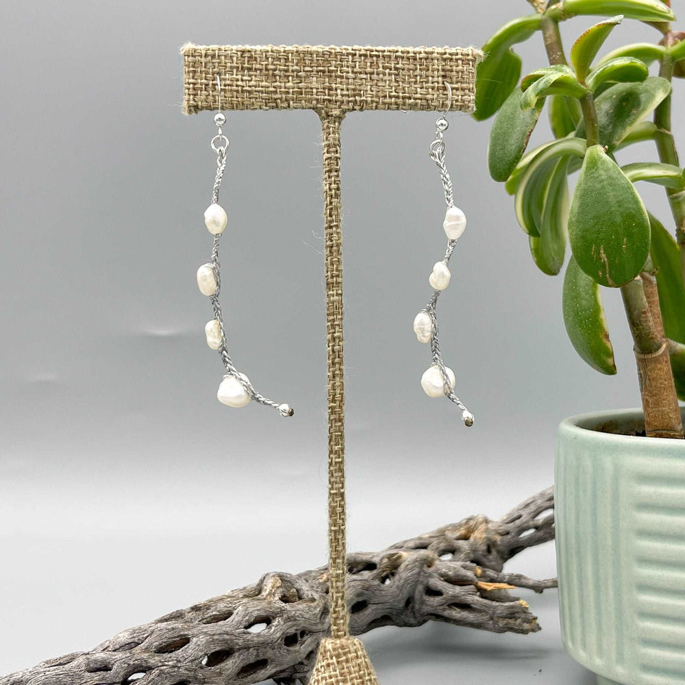 white freshwater pearl dangle earrings sterling silver
