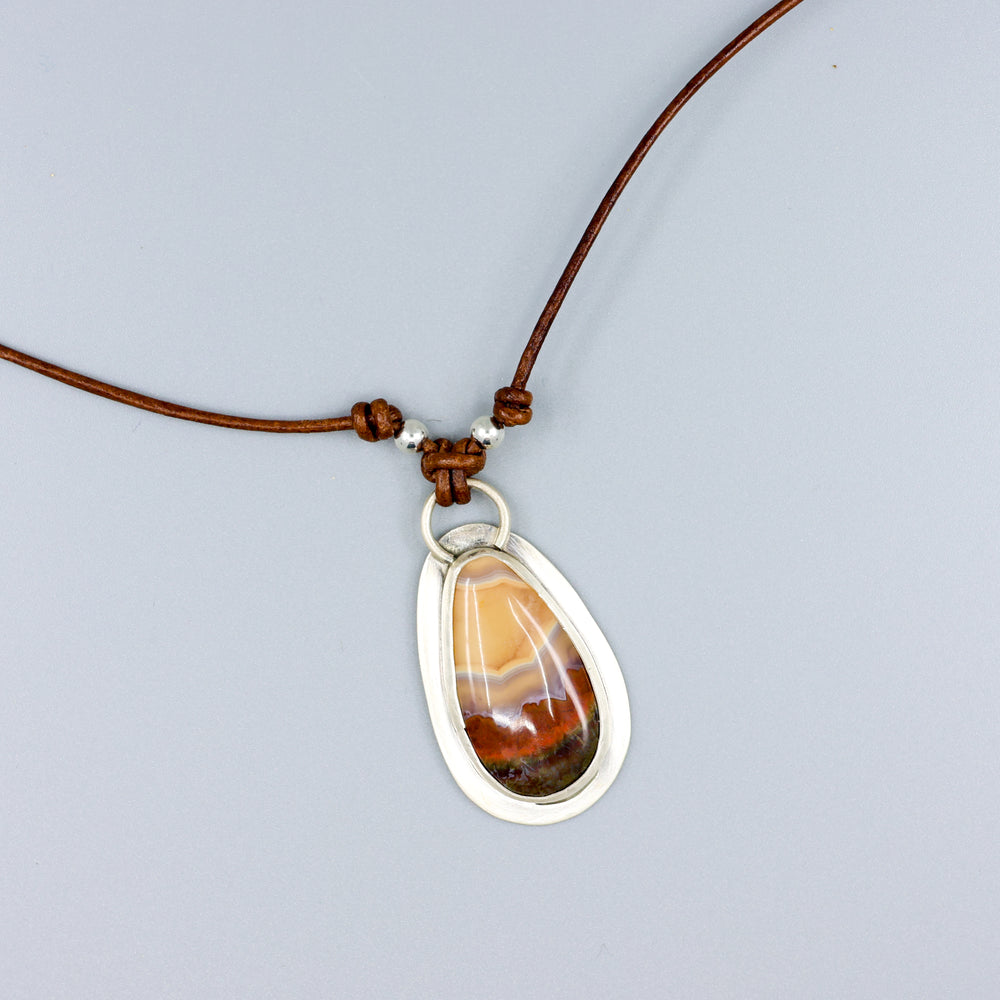 handcrafted Mexican agate sterling silver necklace