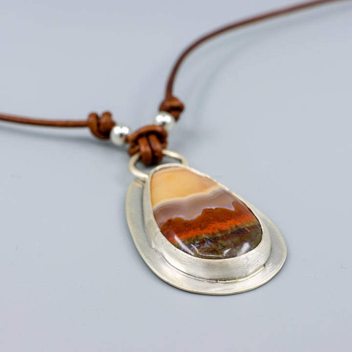 Mexican agate sterling silver necklace