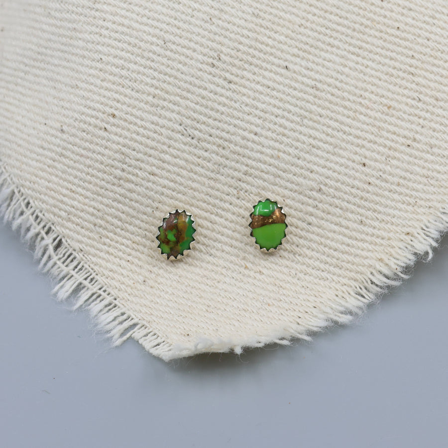 green copper turquoise stud earrings