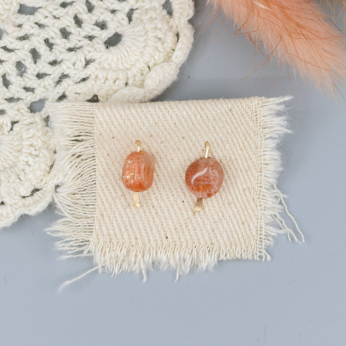 handmade sunstone gold fill stud earrings