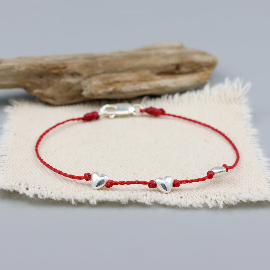 sterling silver puffy heart bracelet, handmade