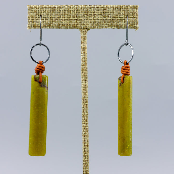 African Jade Losa Earrings - Oxidized Sterling