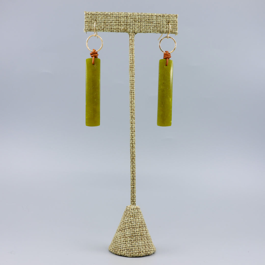 African Jade Losa Earrings - Gold Fill
