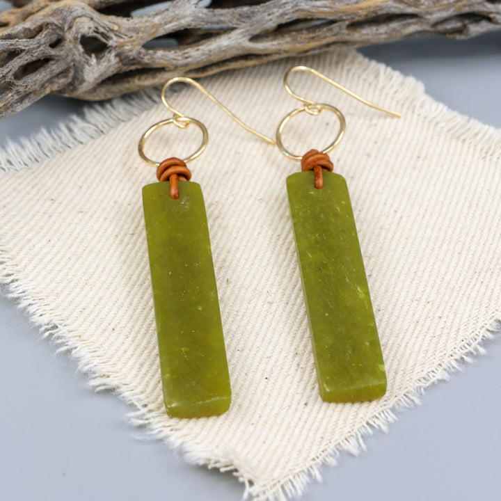 African Jade Losa Earrings - Gold Fill