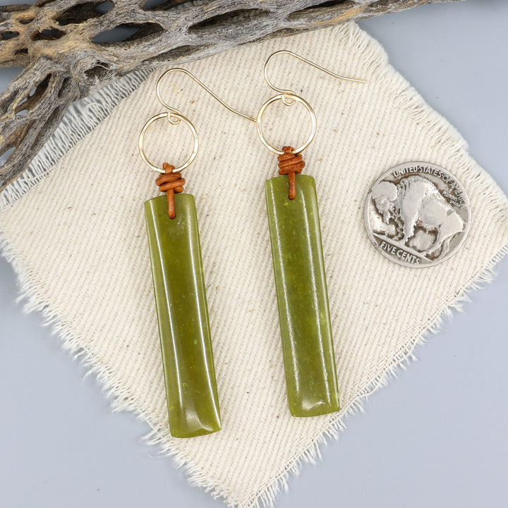 African Jade Losa Earrings - Gold Fill