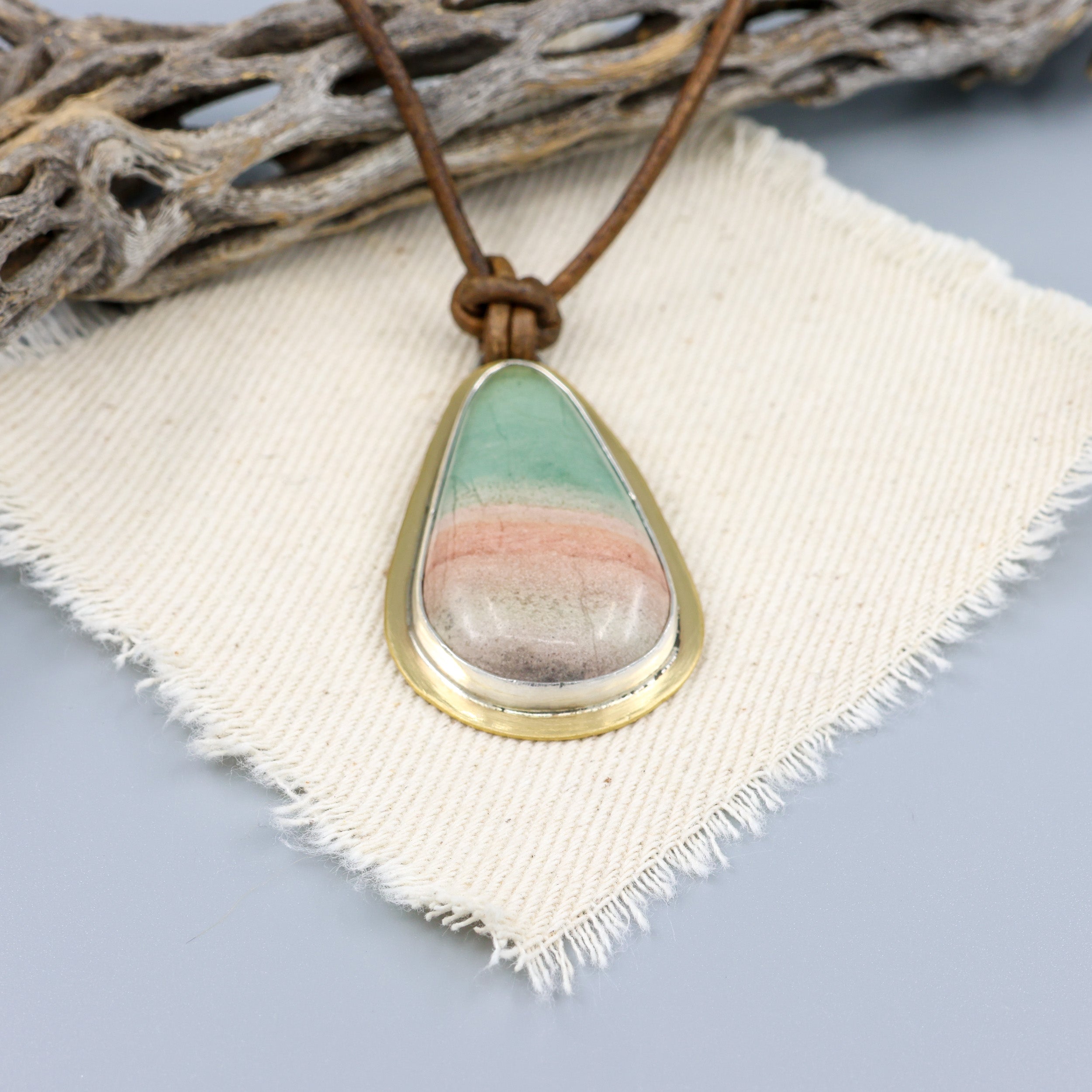 Jasper, Brass, and Sterling Silver Necklace - OOAK | The Stitch