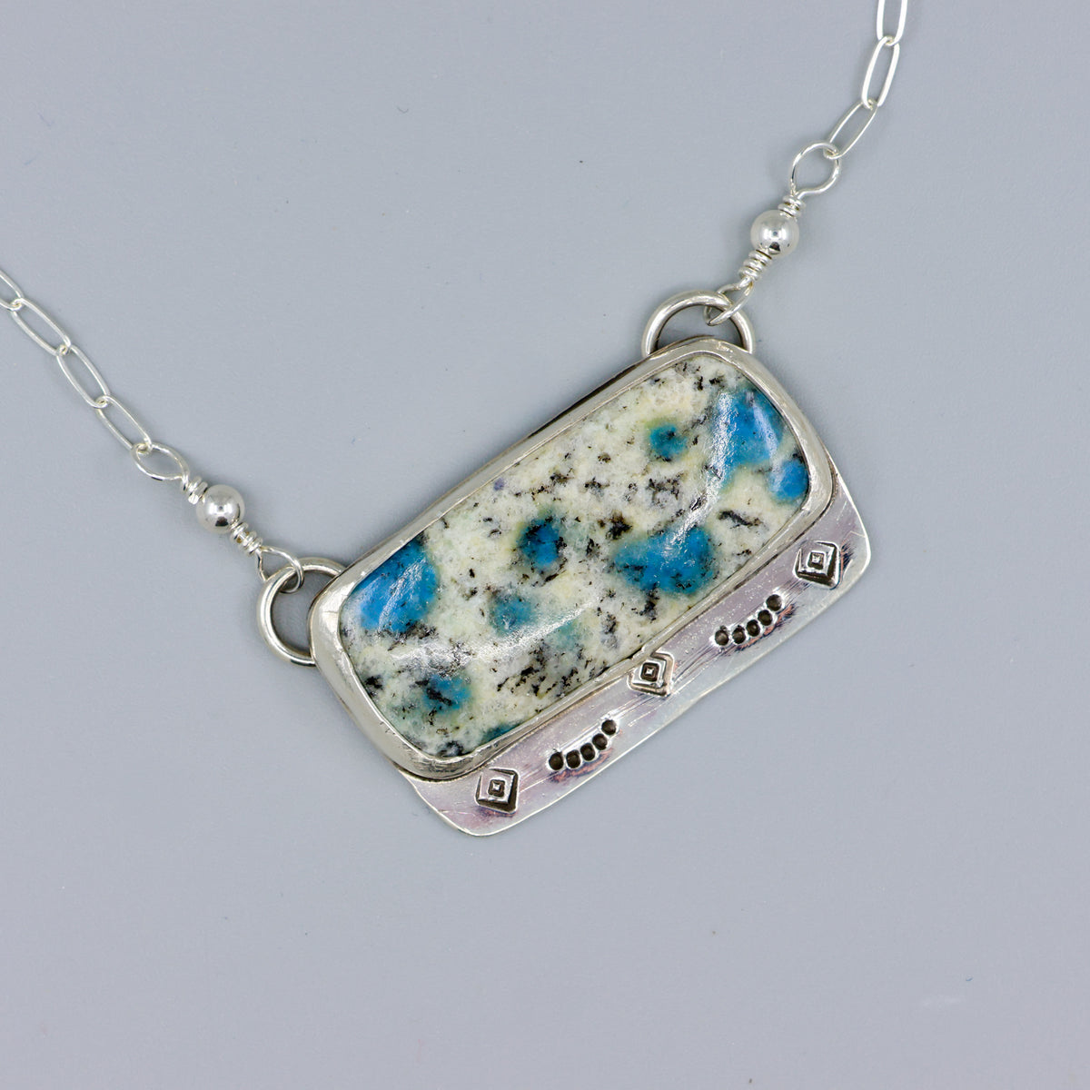 K2 jasper handmade sterling silver bar necklace