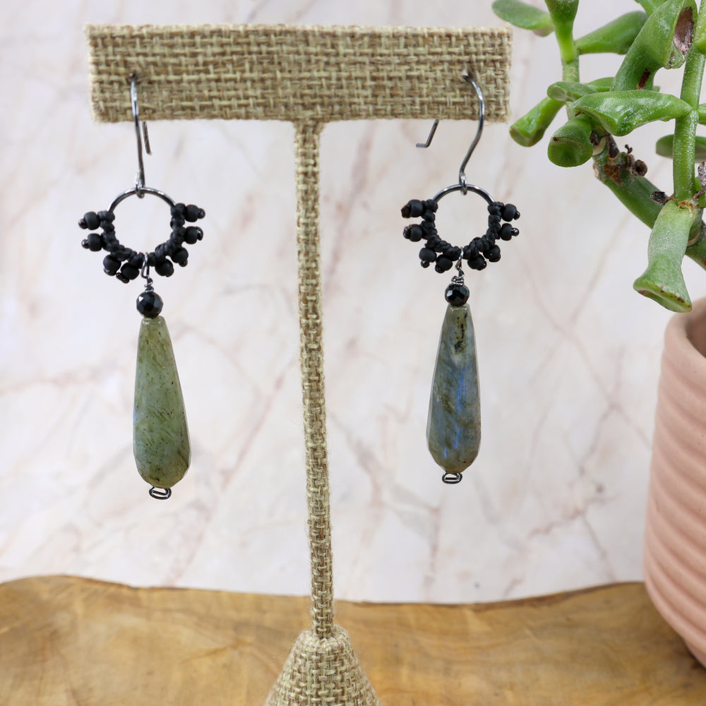 labradorite sterling silver statement earrings