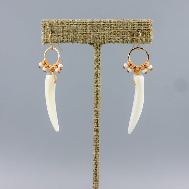Mother of Pearl and gold fill statement earrings