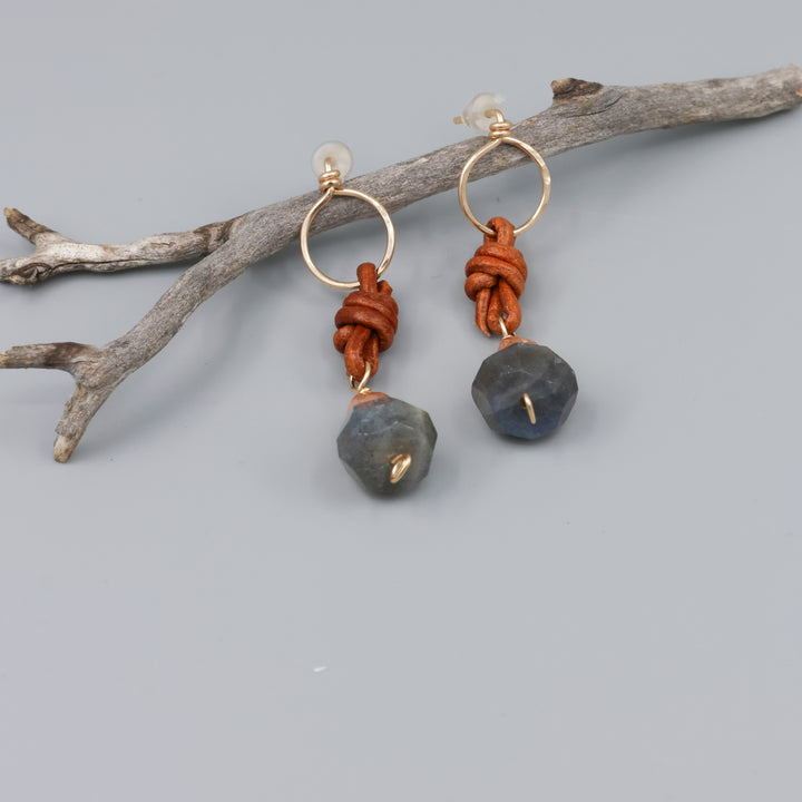 Labradorite & Sunstone Drop Earrings / 14k Gold Fill