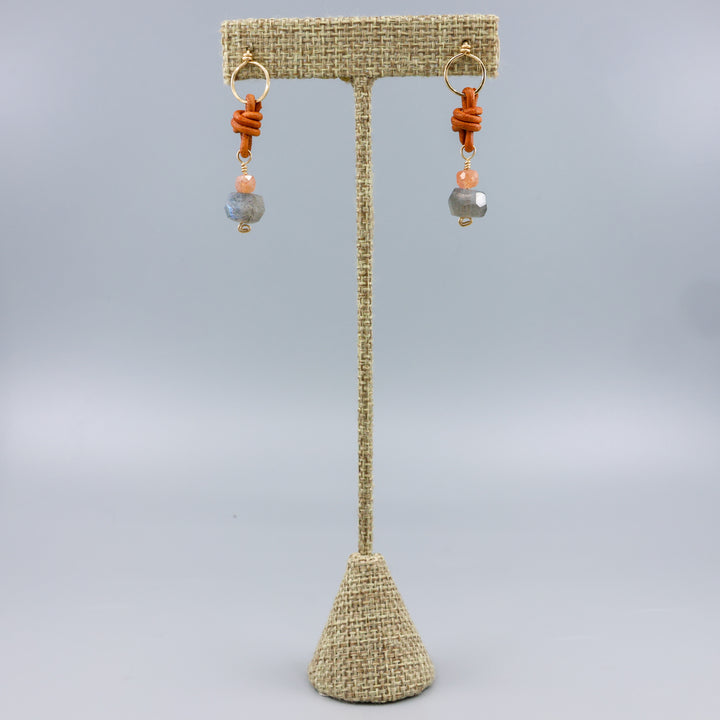 Labradorite & Sunstone Drop Earrings / 14k Gold Fill