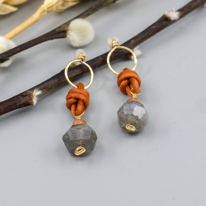 Labradorite & Sunstone Drop Earrings / 14k Gold Fill