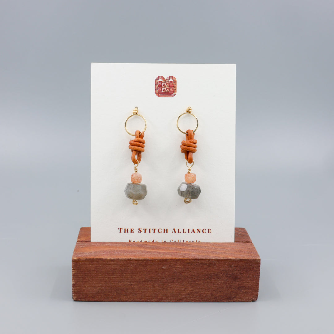 Labradorite & Sunstone Drop Earrings / 14k Gold Fill