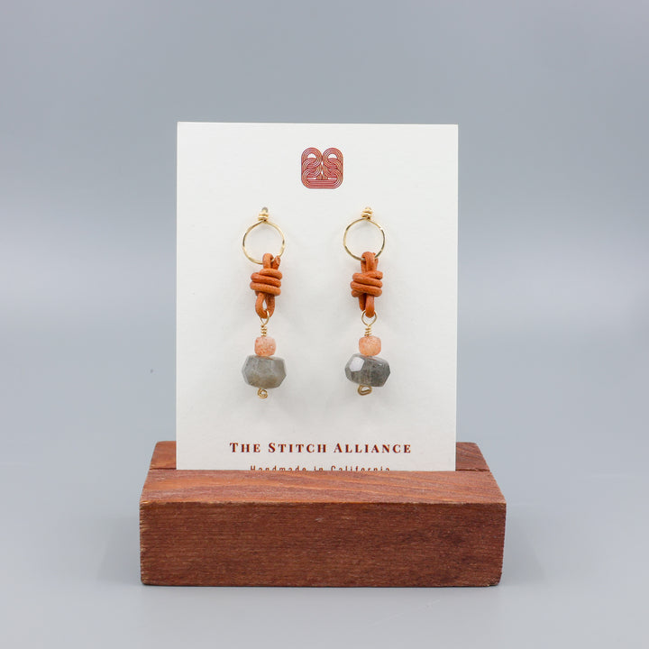 Labradorite & Sunstone Drop Earrings / 14k Gold Fill