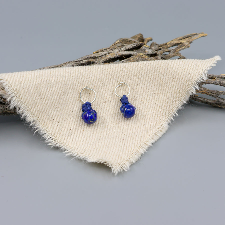 lapis lazuli sterling silver mini dangle earrings handmade usa