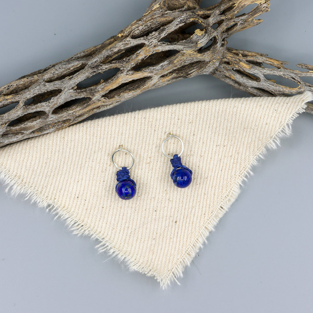 Lapis Lazuli Mini Dangle Earrings - Sterling Silver