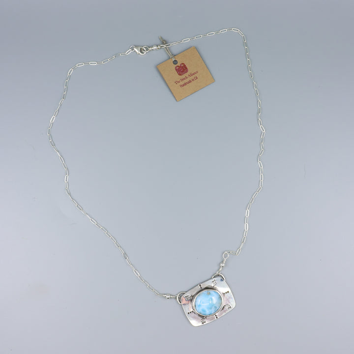 Larimar Sterling Silver Bar Necklace One of a Kind