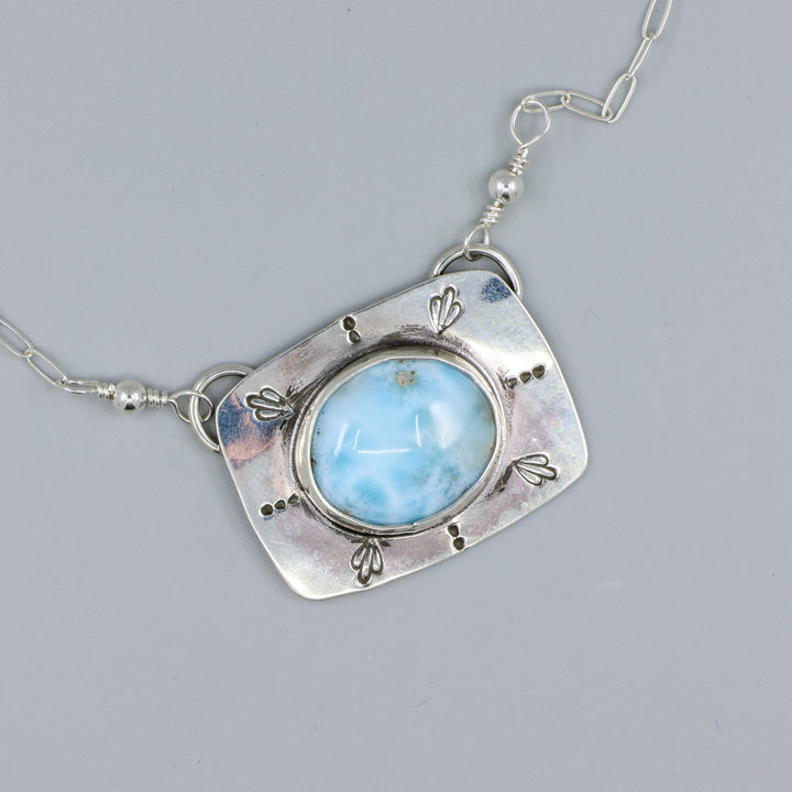 Larimar Sterling Silver Bar Necklace One of a Kind