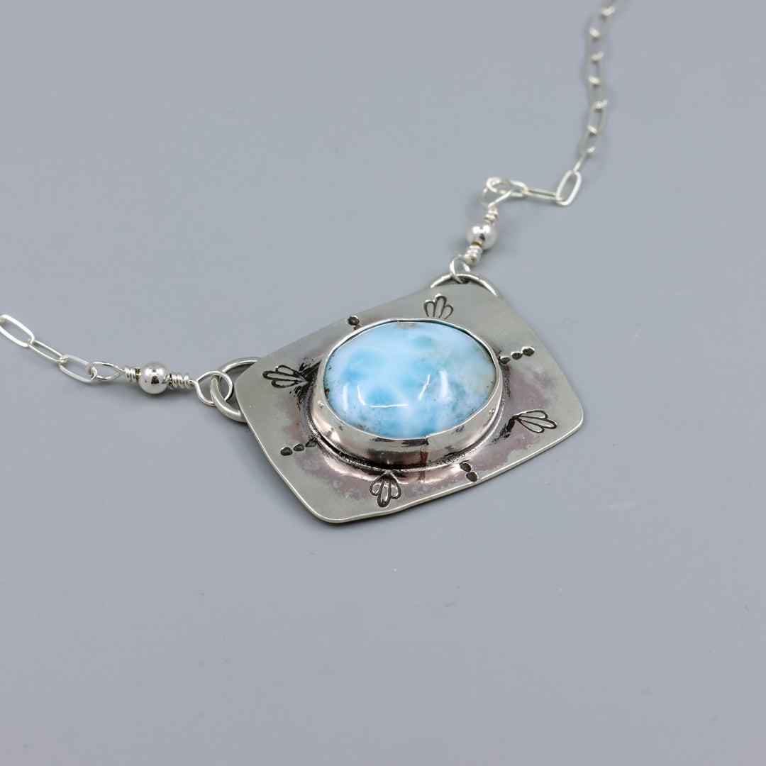 Larimar sterling silver hand made one of a kind necklace