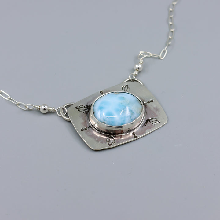 Larimar sterling silver hand made one of a kind necklace