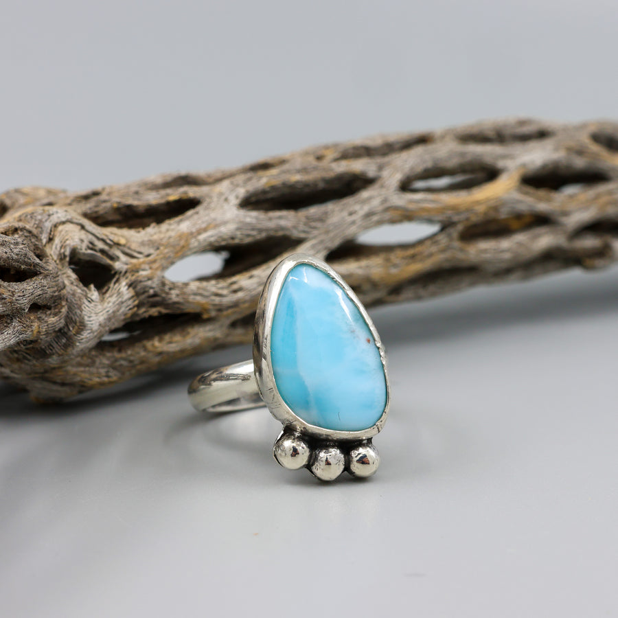handmade larimar and sterling silver ring one of a kind