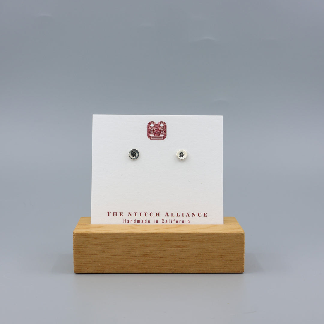 Minimalist Leaf Stamp Stud Earrings - Sterling Silver