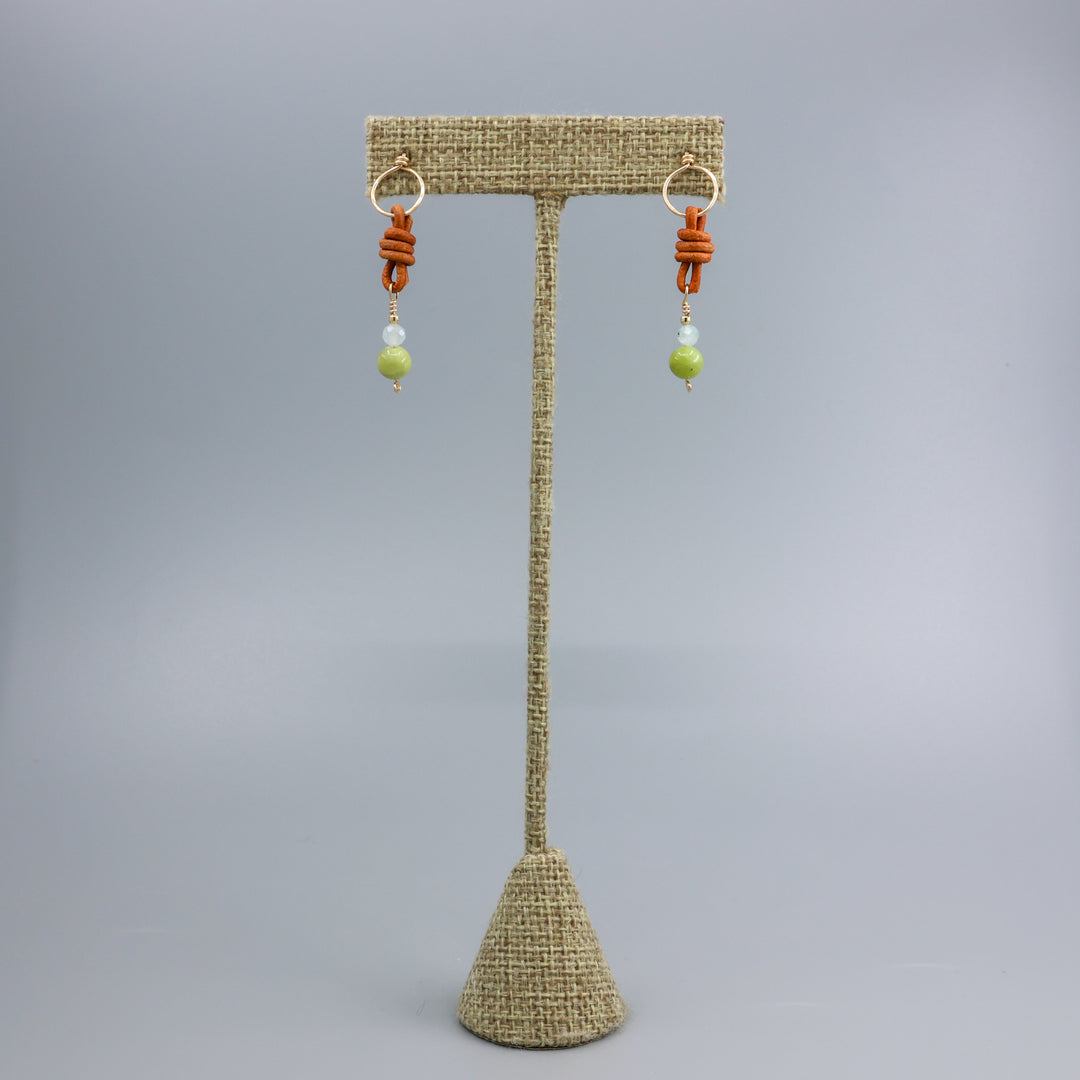 Peridot & Aquamarine Drop Earrings / 14k Gold Fill