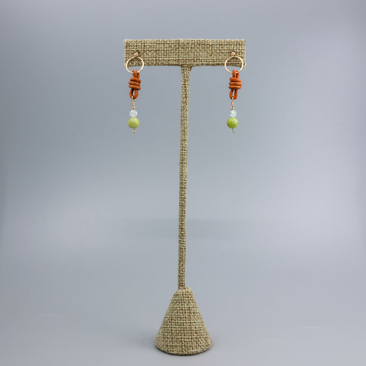 Peridot & Aquamarine Drop Earrings / 14k Gold Fill