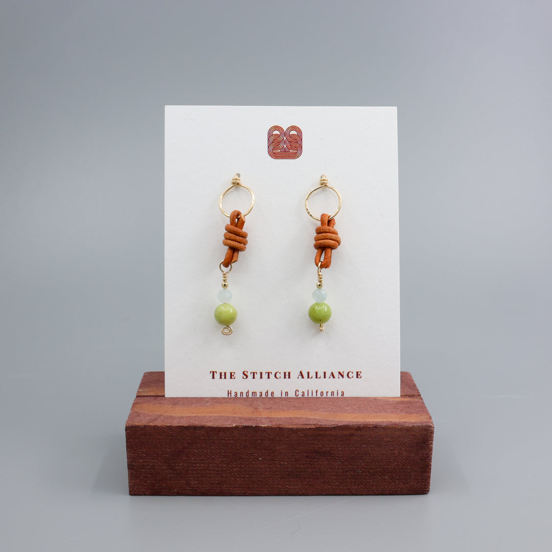 Peridot & Aquamarine Drop Earrings / 14k Gold Fill