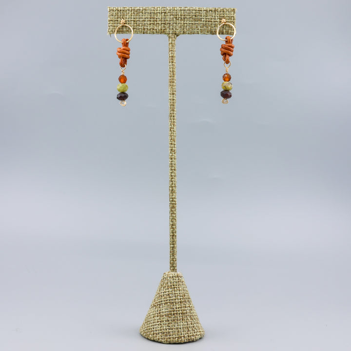 Garnet & Hessonite Drop Earrings / 14k Gold Fill