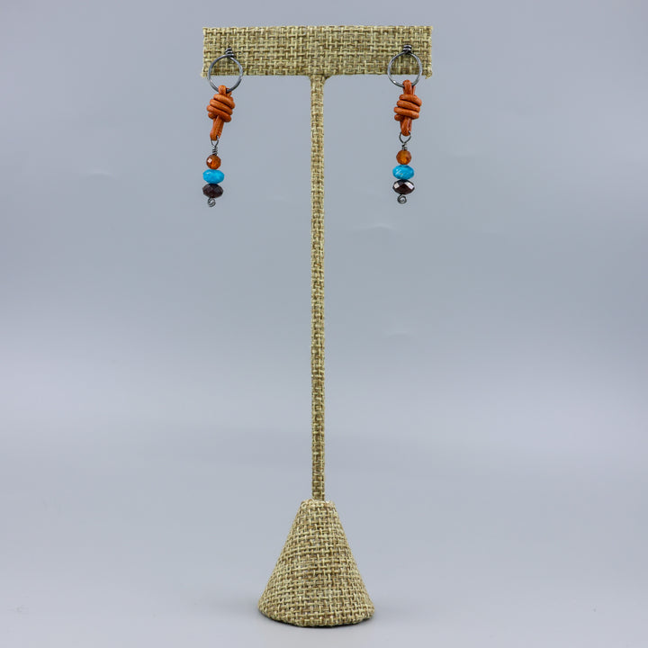 Garnet & Apatite Drop Earrings / Oxidized Sterling Silver
